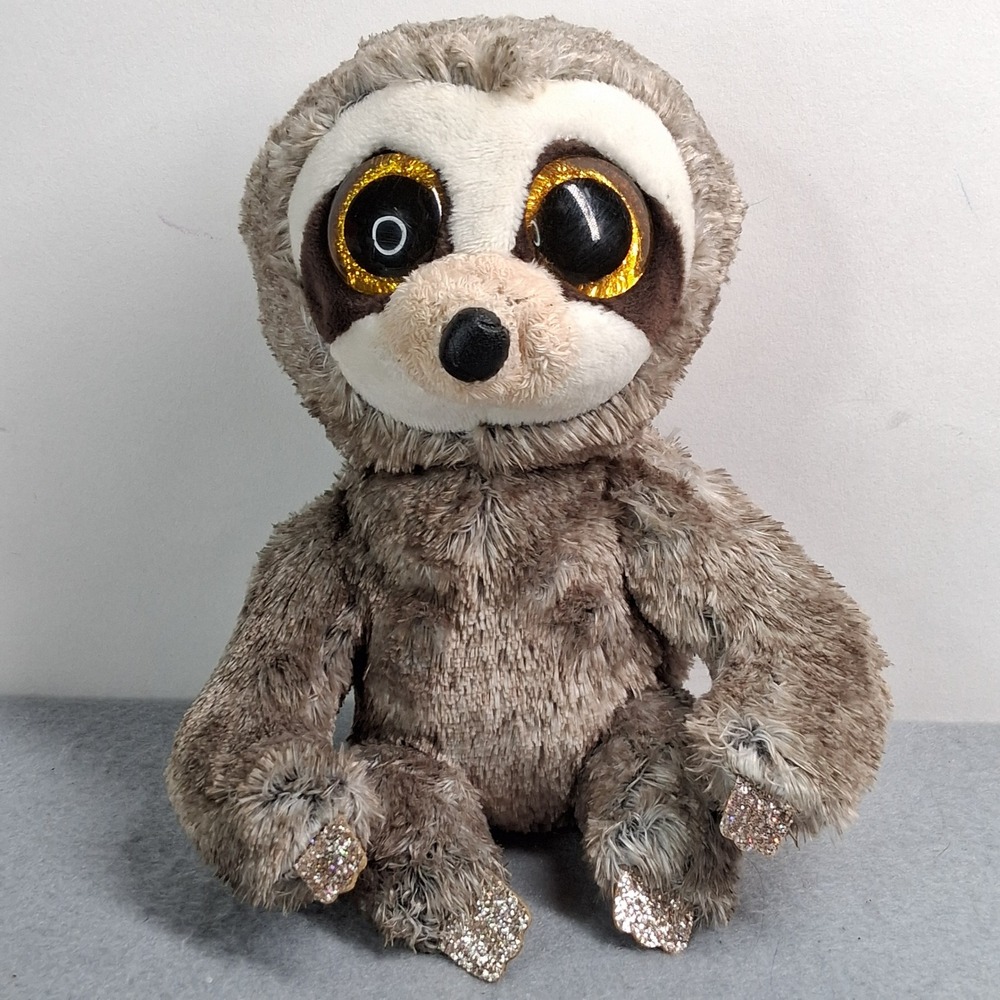 Ty Silk Beanie Boos Plush Dangler Sloth 6 inch Glitter Claws Brown Toy
